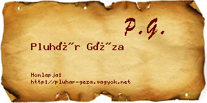 Pluhár Géza névjegykártya